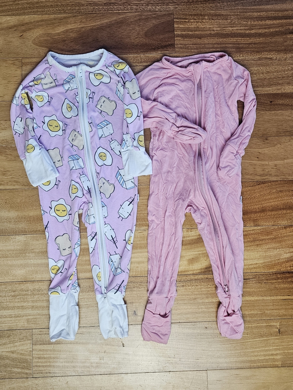 Little Sleepies Footie Zipper Pajamas Set Of 2 Breakfast Buddies 0-3 Months